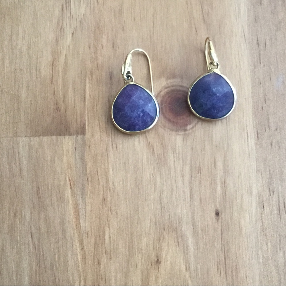 Stella & Dot blue and gold drop earrings